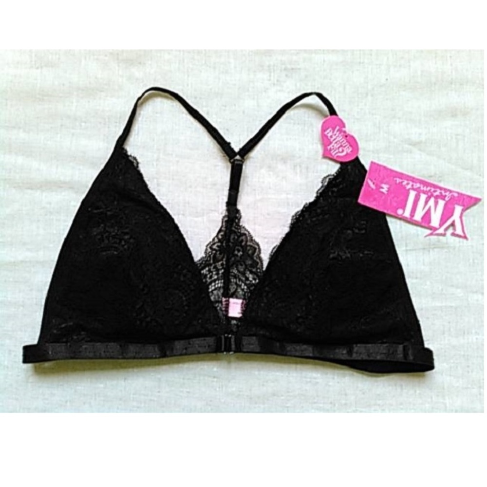 YMI Intimates Triangle Lace Bra, Medium, Black